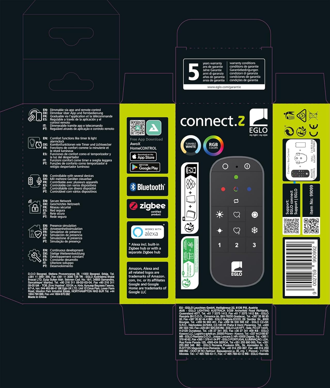 `Eglo - Connect-Z Remote Control Black - Zigbee, Bluetooth`