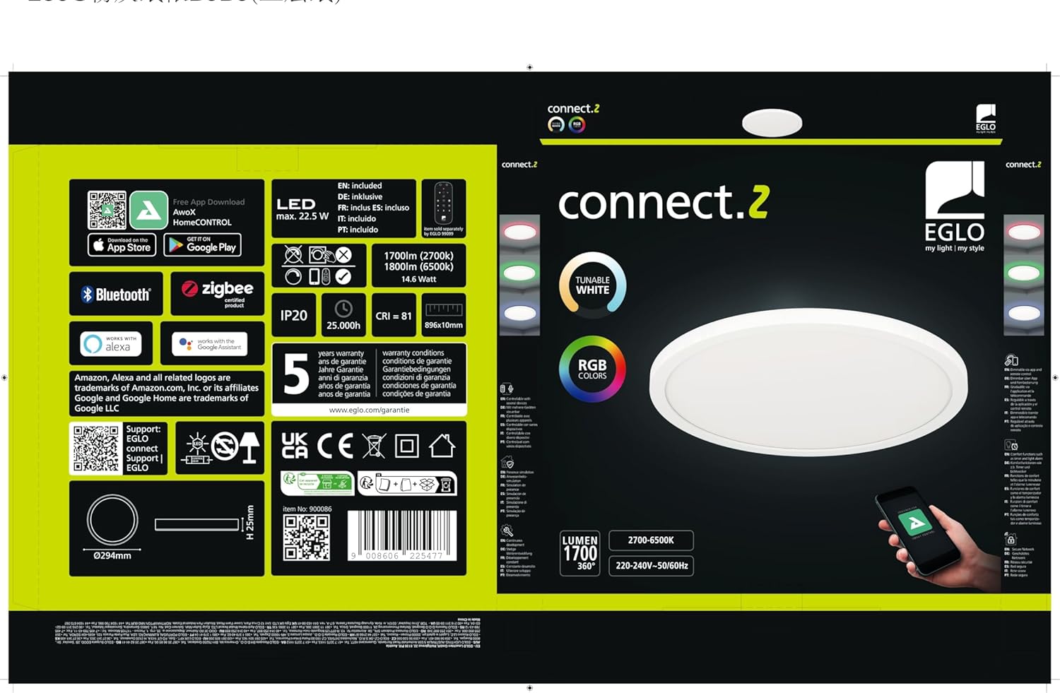 `Eglo - Rovito-Z Pendant Lamp White ?29.5 - Rgb + Tw - Zigbee, Bluetooth`