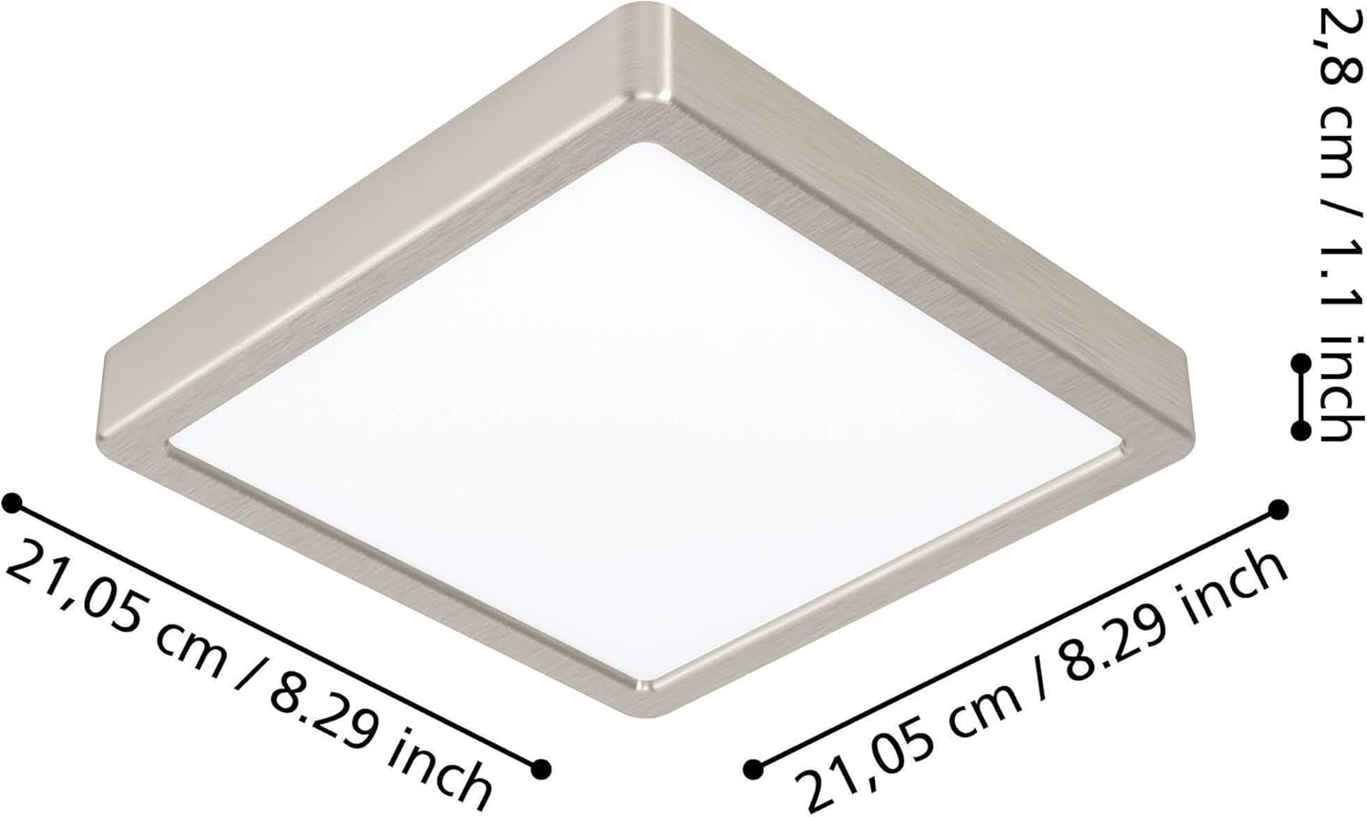 `Eglo - Fueva-Z Ceiling Lamp Brushed Steel 21X21 - Tw - Zigbee, Bluetooth`