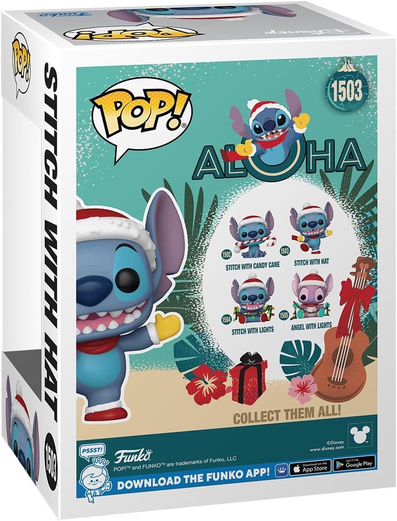 Funko Pop! Disney: Stitch Holiday - Stitch With Hat - Lilo and Stitch - Collectable Vinyl Figure - Gift Idea - Official Merchandise - Toys for Kids & Adults - Movies Fans