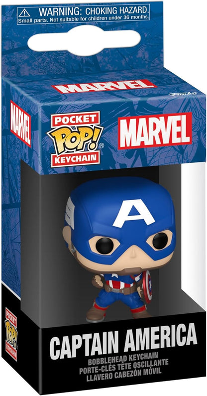 Funko Pop! Keychain: Marvel NC - Captain America - Marvel Comics Novelty Keyring - Collectable Mini Figure - Stocking Filler - Gift Idea - Official Merchandise - Comic Books Fans - Backpack Decor