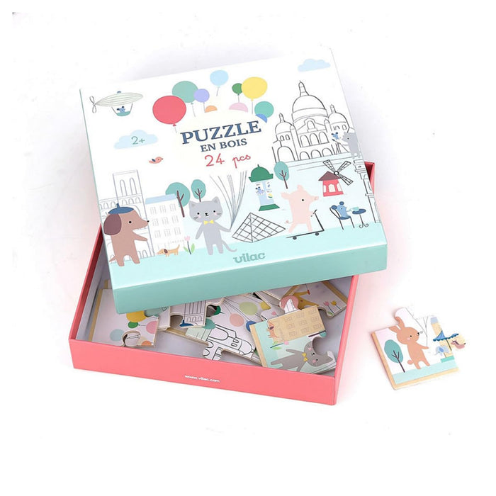 Vilac - Houten puzzel, uitstapje naar Parijs-Sarah Betz, 7103, meerkleurig