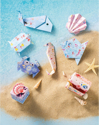 Janod - Origamis - Oceaan thema - 20 origamis om te maken - Les Ateliers du Calme - Creatieve vrijetijdsset voor kinderen - fijne motoriek en concentratie leren - vanaf 7 jaar - J07749