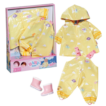 BABY born Deluxe Rain Outfit 836460 - Rain Set with Raincoat, Trousers, and Wellington Boots for Dolls up to 43cm - Suitable for Children from 3 Years Old
