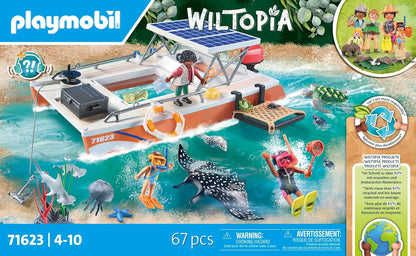 PLAYMOBIL Wiltopia 71623 Korallenriff Plattform, Expedition in Australien, mit zahlreichen Tieren, zu über 80% aus recyceltem und Bio-basiertem Material, kreatives Spielzeug für Kinder ab 4 Jahren