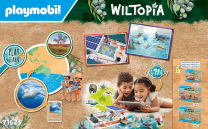 PLAYMOBIL Wiltopia 71623 Korallenriff Plattform, Expedition in Australien, mit zahlreichen Tieren, zu über 80% aus recyceltem und Bio-basiertem Material, kreatives Spielzeug für Kinder ab 4 Jahren