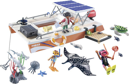 PLAYMOBIL Wiltopia 71623 Korallenriff Plattform, Expedition in Australien, mit zahlreichen Tieren, zu über 80% aus recyceltem und Bio-basiertem Material, kreatives Spielzeug für Kinder ab 4 Jahren