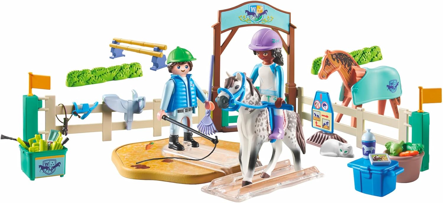 Playmobil 71637 Horses of Waterfall: Modern riding school, including a movable lungeing platform, horse, and extensive riding accessories, sustainable play sets suitable for children ages 5+