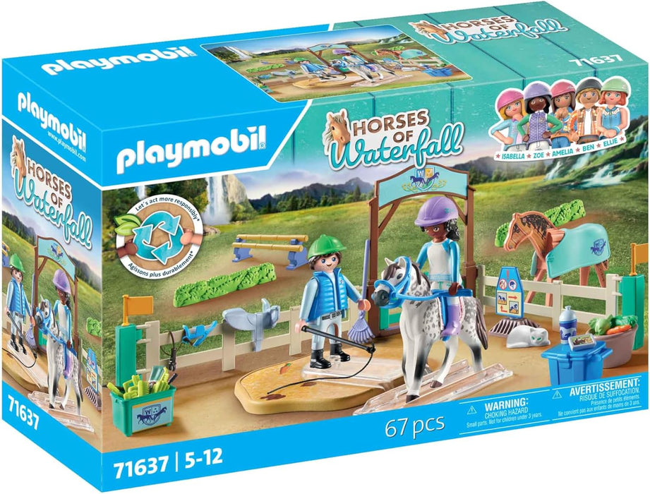 Playmobil 71637 Horses of Waterfall: Modern riding school, including a movable lungeing platform, horse, and extensive riding accessories, sustainable play sets suitable for children ages 5+