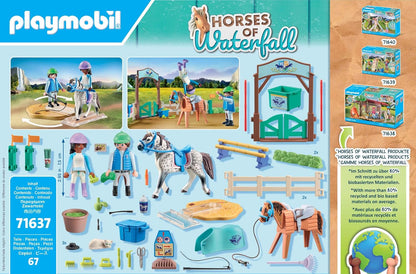 Playmobil 71637 Horses of Waterfall: Modern riding school, including a movable lungeing platform, horse, and extensive riding accessories, sustainable play sets suitable for children ages 5+