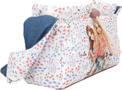 Depesche 12926 TOPModel Velo Fleur-schoudertas in wit en blauw, met modelmotief en bloemenpatroon, handtas met knoopdetail, meerkleurig