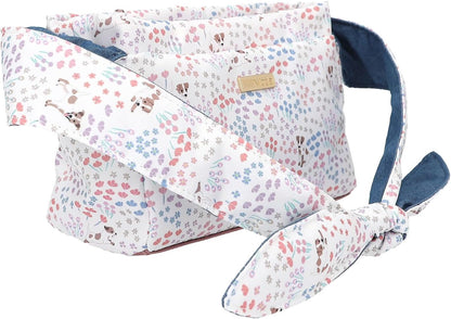 Depesche 12926 TOPModel Velo Fleur-schoudertas in wit en blauw, met modelmotief en bloemenpatroon, handtas met knoopdetail, meerkleurig
