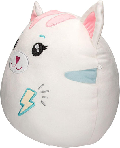 Depesche 13045 Ylvi Swoppies - Knuffelkat in wit, met oplichtend effect, bliksemschicht en spitse oren, ca. 30 cm hoog pluche knuffel