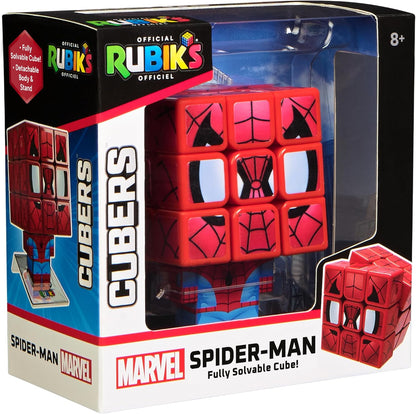 IDEAL | Rubik's Cubers Collectible Spider-Man Cube: fully solvable 3x3 character Rubik's Cube with display stand | Brainteaser Puzzles | Marvel Merchandise | Fidget Toys | Ages 8+
