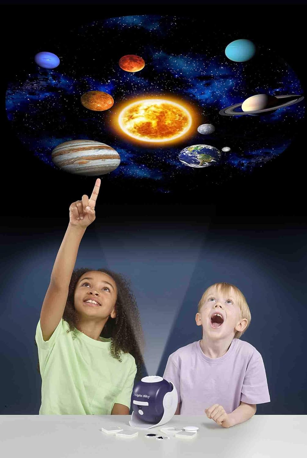 Brainstorm Toys Night Sky – Solar System, Constellations, Starlight and Moonlight Projector, Medium