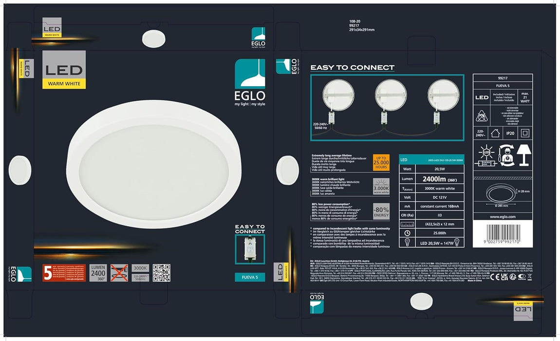 Eglo - Fueva 5 Ceiling - White - 285 Mm