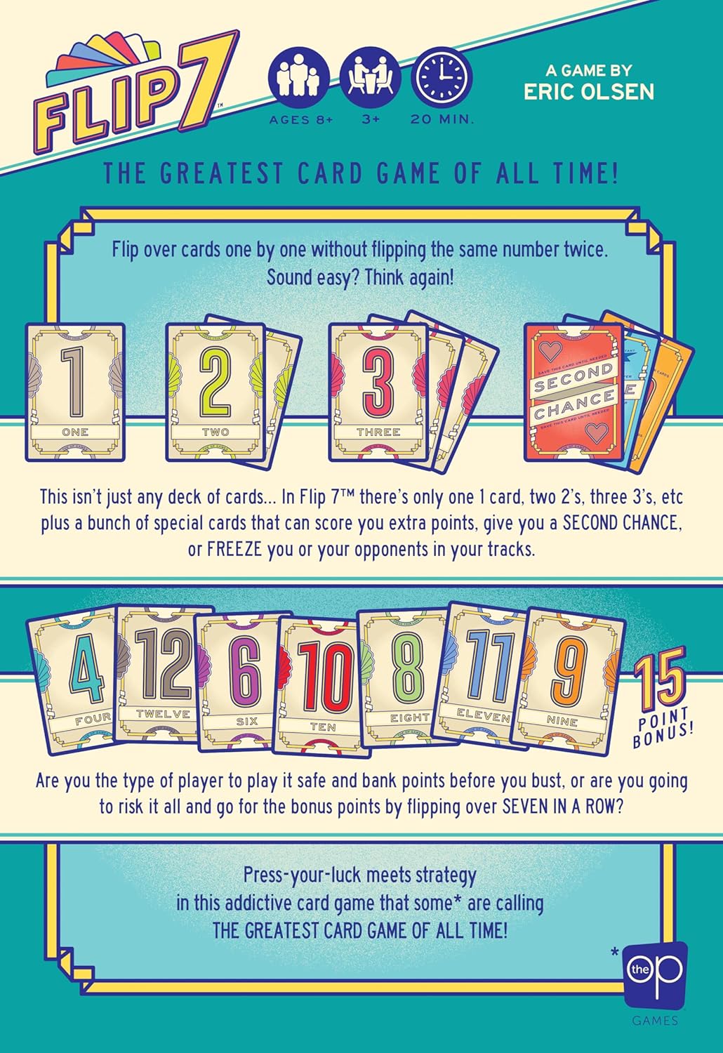 USAopoly | Flip 7 | Party Card Game | Ages 8+ | 3+ Players | 20+ Minutes Playing Time