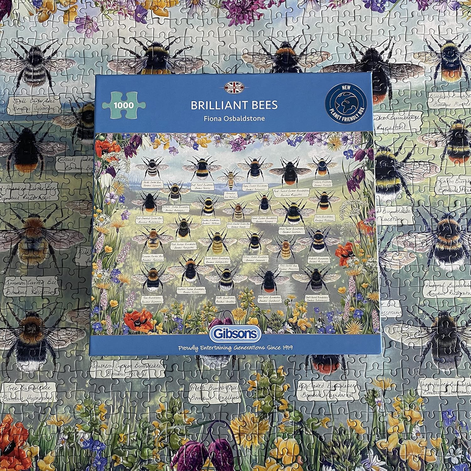 Brilliant Bees | 1000 Piece Jigsaw Puzzle | Insect Jigsaw Puzzle | Sustainable Jigsaw Puzzle for Adults | Premium 100% Recycled Board | Great Gift for Adults | Gibsons Games