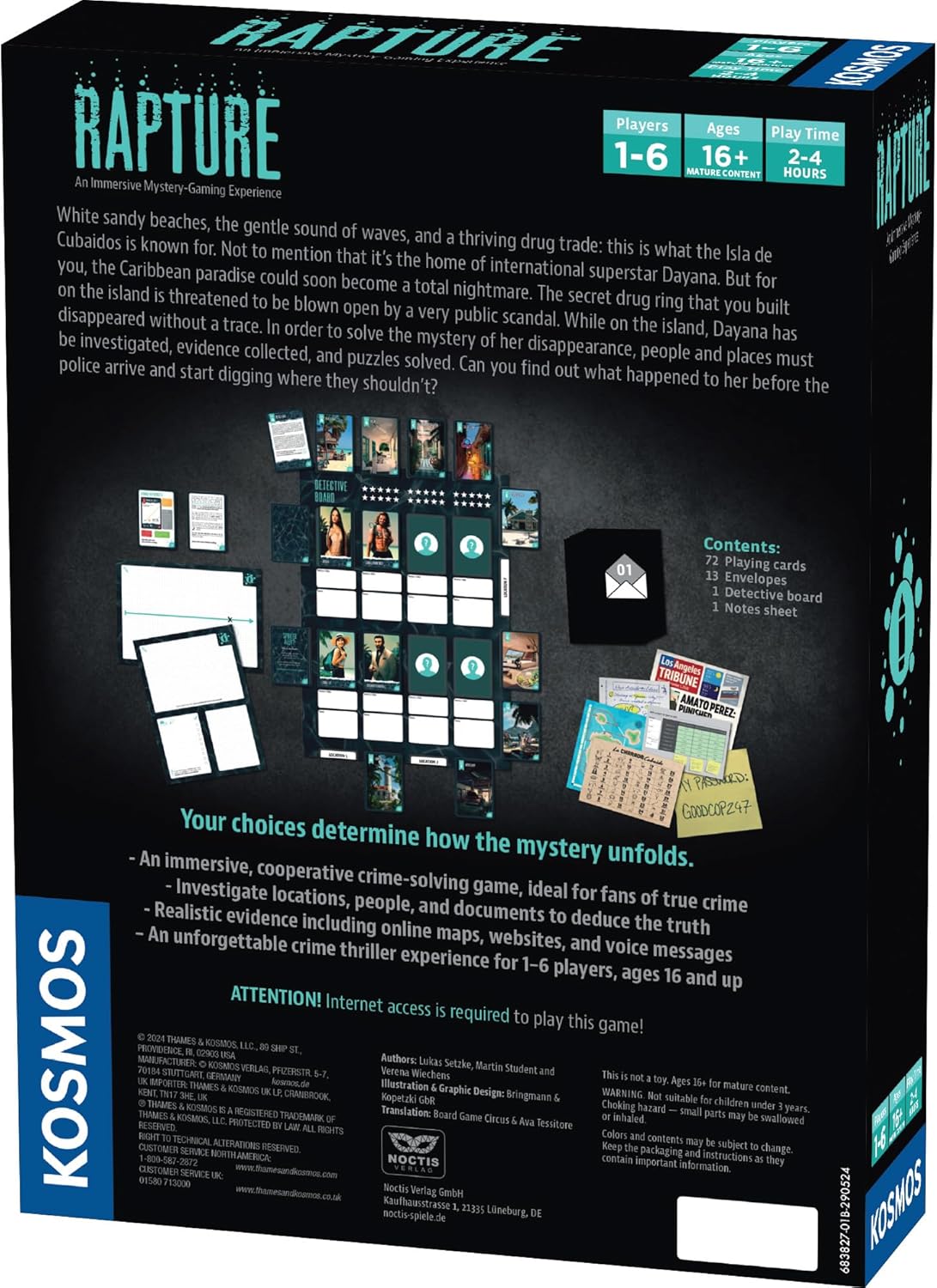 Thames & Kosmos Masters of Crime: Rapture | Murder Mystery Game | Pop Star | Who-Dun-It | Co-op Game | 1+ Players | Ages 16+
