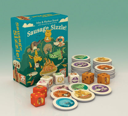 25th Century Games Sausage Sizzle, Press Your Luck Dice Rolling Game Featuring Australian Animals Stealing Food