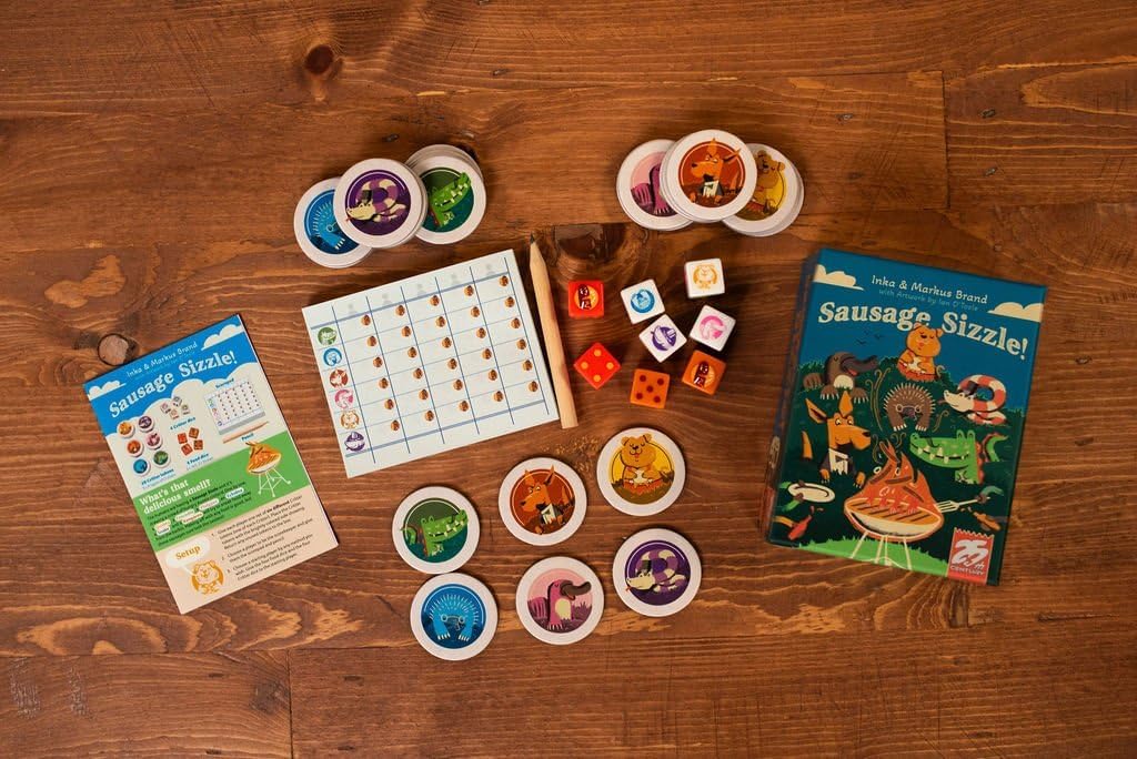 25th Century Games Sausage Sizzle, Press Your Luck Dice Rolling Game Featuring Australian Animals Stealing Food