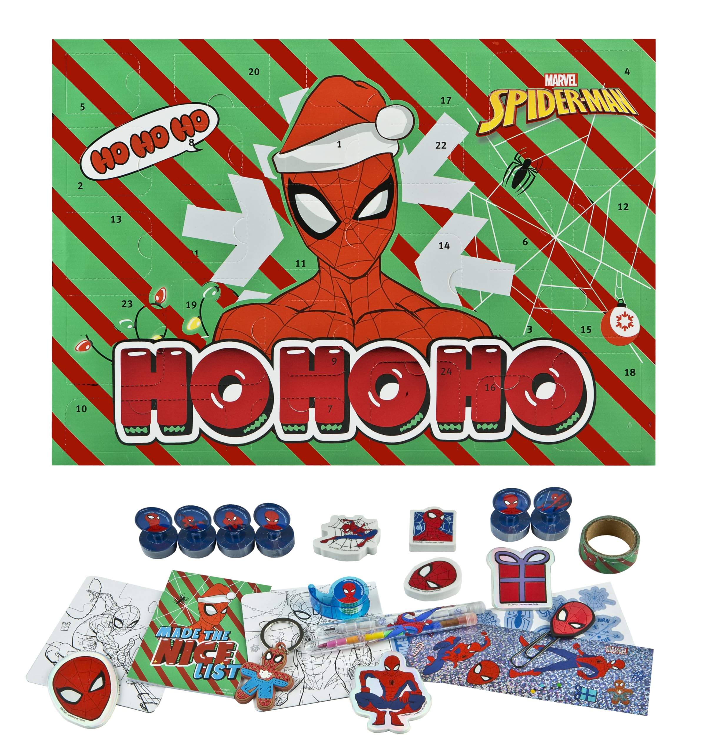 SPAN8027 - Calendario dell'Avvento per bambini, motivo: Spiderman, multicolore