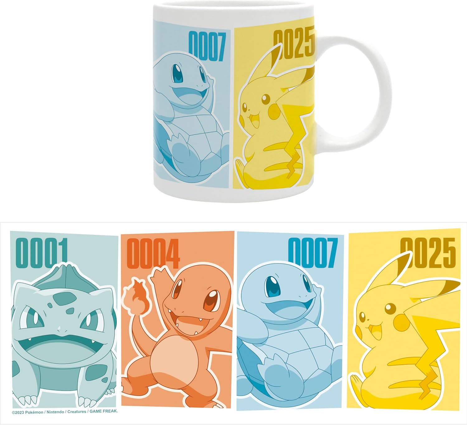 ABYSTYLE Pokémon Pikachu & Kanto Starters Ceramic Novelty Coffee & Tea 320ml / 11oz Mug
