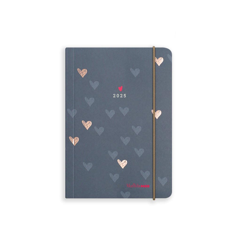 Matilda Moo 2025 Diary | A6 Size | Day to a Page Layout | Elastic Closure | Softack Covers | 80gsm Paper | Rose Gold Detailing | Grey Grey 2025