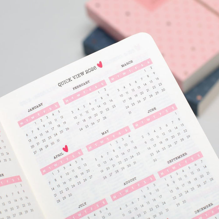 Matilda Moo 2025 Diary | A6 Size | Day to a Page Layout | Elastic Closure | Softack Covers | 80gsm Paper | Rose Gold Detailing | Blue Blue 2025