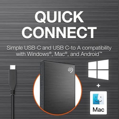 Seagate One Touch, 5TB, Password activated hardware encryption, portable external hard drive, PC, Notebook & Mac, USB 3.0, Black (STKZ5000400)