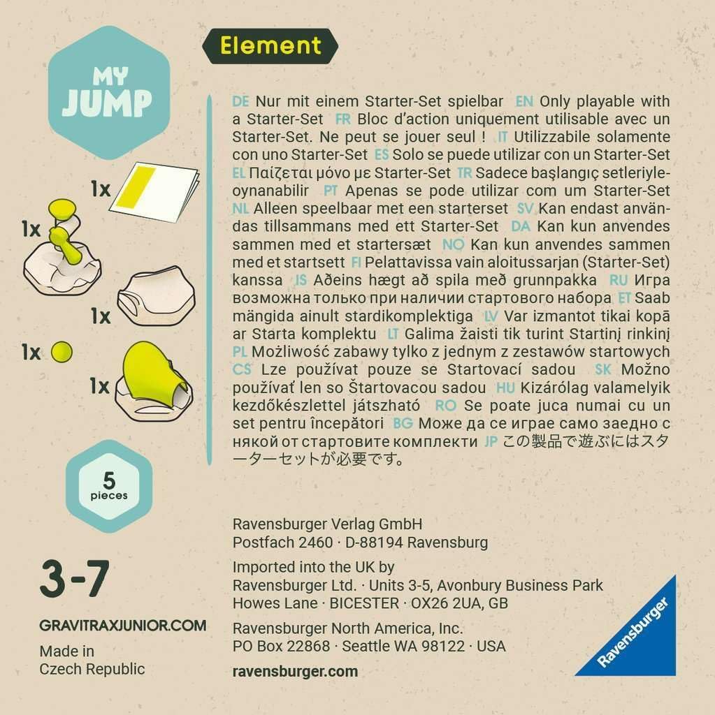 Ravensburger 23749 GraviTrax Junior Element Jump, Murmelbahn für Kinder ab 3 Jahren, Kugel schanzt über Bahn