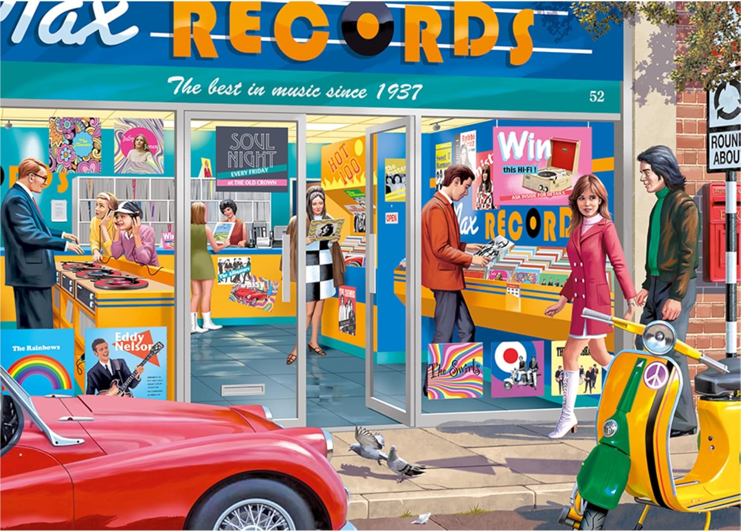 Jumbo 1110500245 The Record Shop-1000 stukjes Puzzel Puzzle, blau/lila