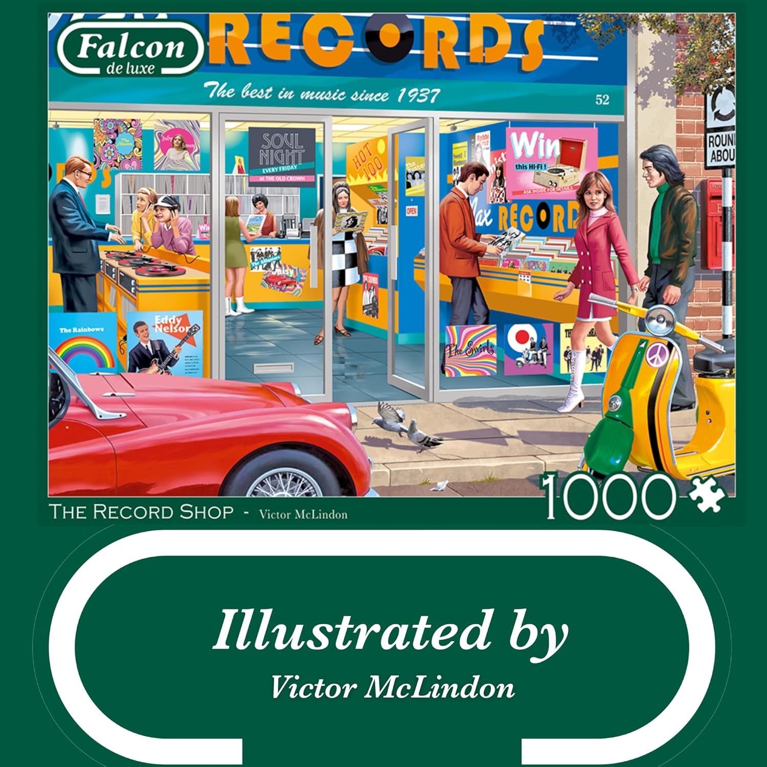 Jumbo 1110500245 The Record Shop-1000 stukjes Puzzel Puzzle, blau/lila