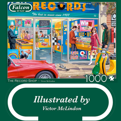 Jumbo 1110500245 The Record Shop-1000 stukjes Puzzel Puzzle, blau/lila