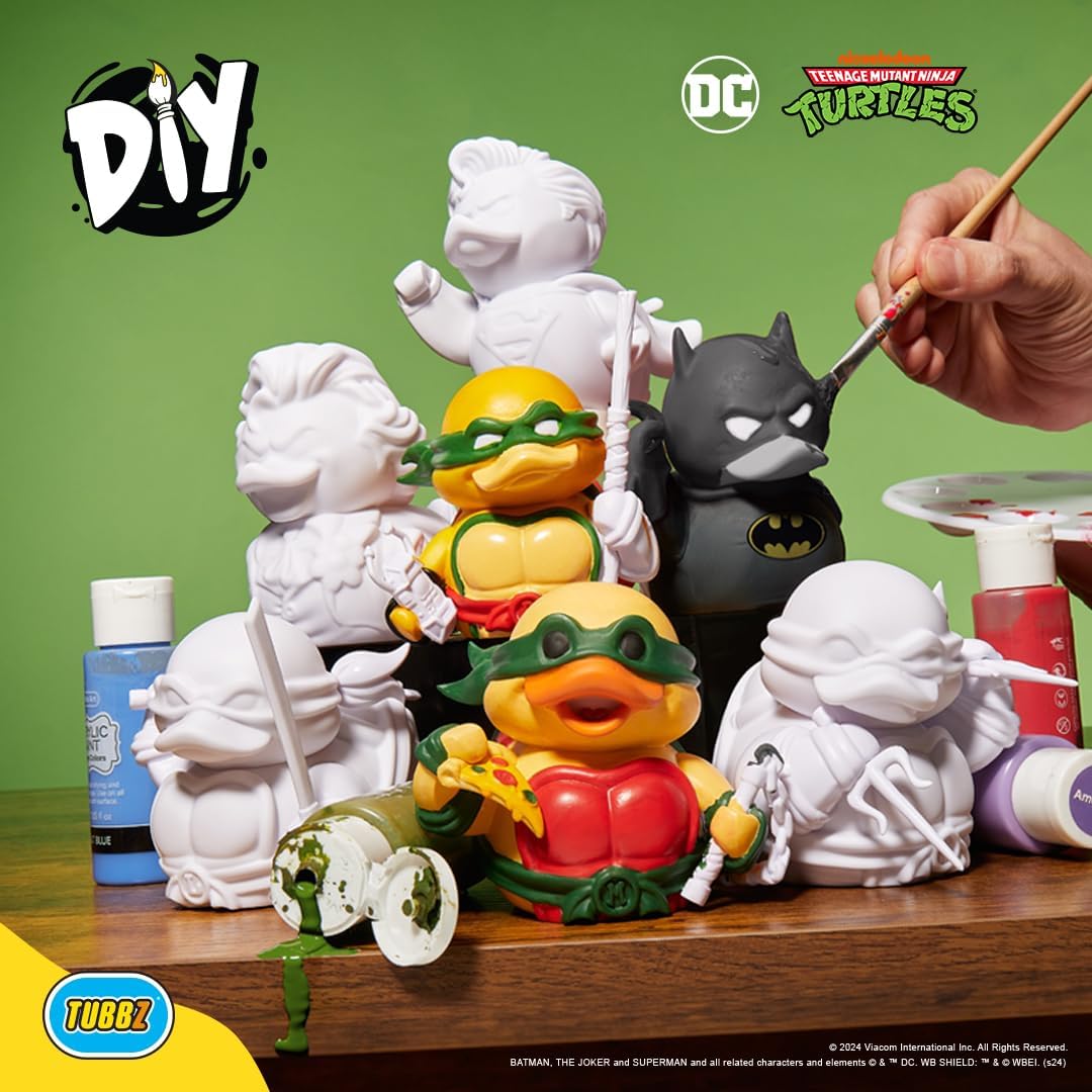 TUBBZ DIY Edition Paint Your Own Joker Figurine de Canard en Caoutchouc Vinyle – Produit Officiel DC Comics – Bande dessinée d'activités pour Enfants, TV, Films et Films