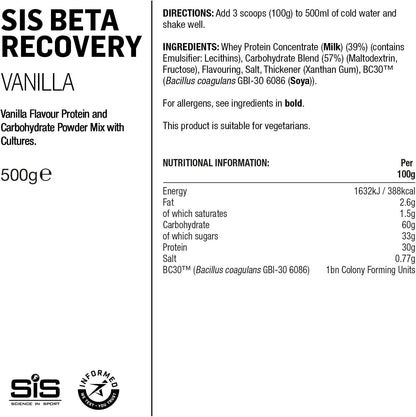 BETA Recovery Drink Powder - 500g - Vanilla
