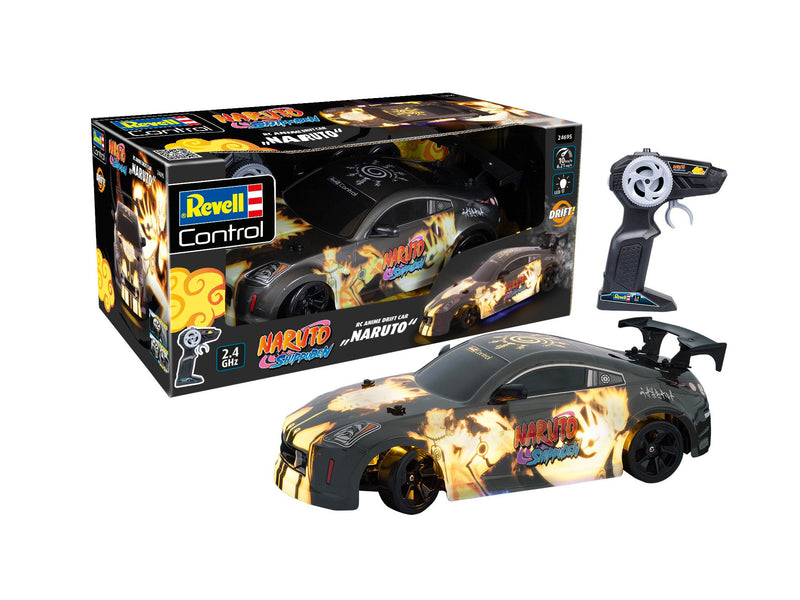 Revell RC I Naruto Itasha Drift Car I Allradantrieb und Drift-Reifen I Robuste thermogeformte Karosserie I Stilvolle LED-Bodenbeleuchtung I Zwei Reifensätze für Drift und Rennsport