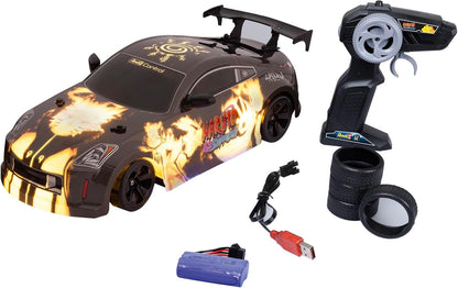 Revell RC I Naruto Itasha Drift Car I Allradantrieb und Drift-Reifen I Robuste thermogeformte Karosserie I Stilvolle LED-Bodenbeleuchtung I Zwei Reifensätze für Drift und Rennsport