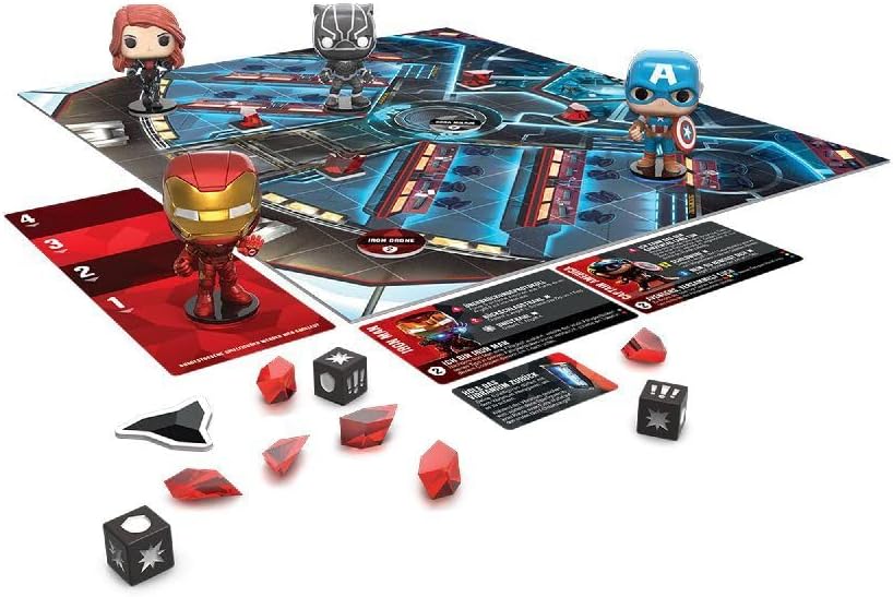 Funko Games Funkoverse: Marvel 100 4-Pack - German Version - Captain America, Black Widow, Iron Man And Black Panther - 3'' (7.6 Cm) POP! - Light Strategy Board Game For Children & Adults (Ages 10+)