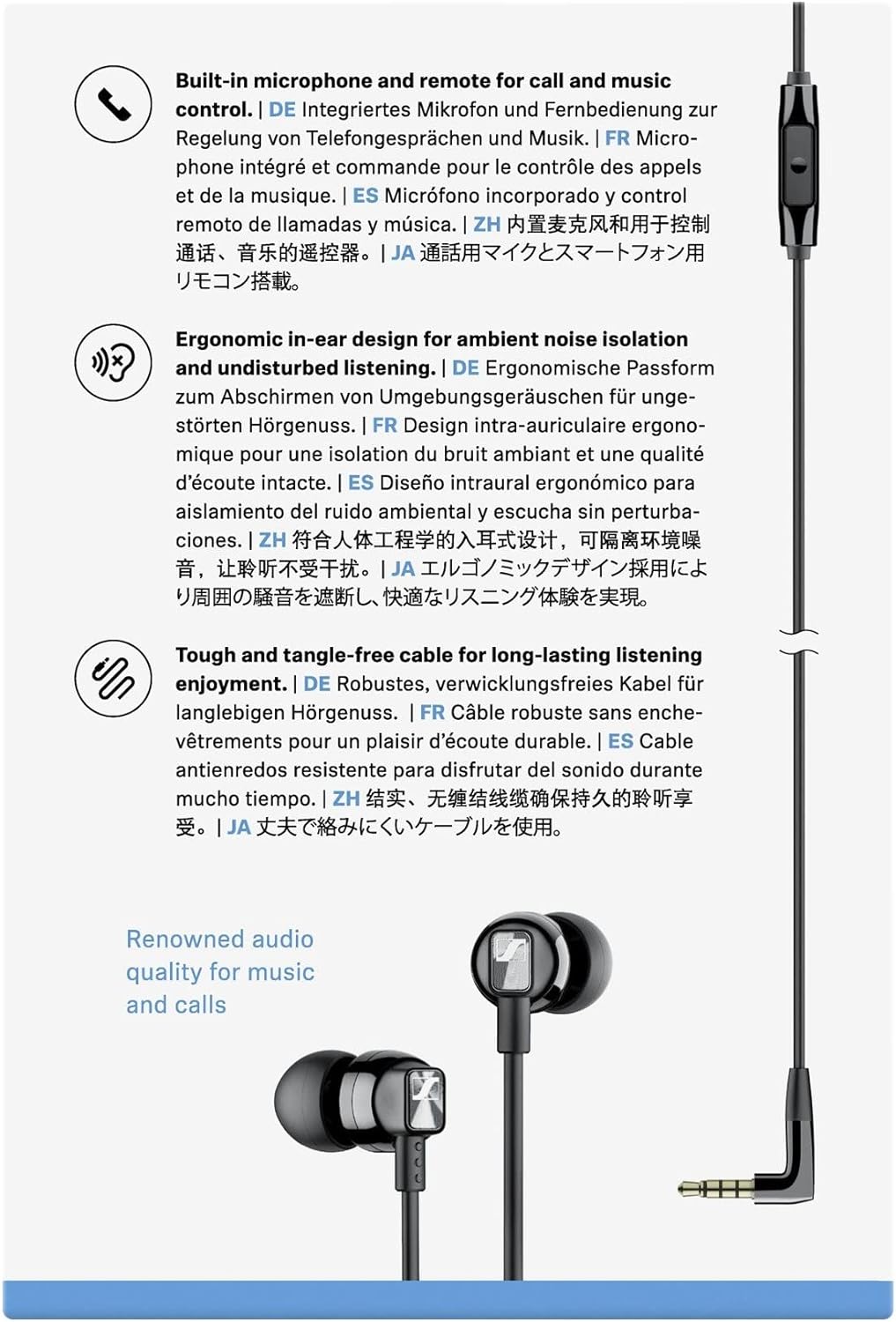 Sennheiser CX 300S In-Ear-Kopfhörer mit Universal Smart Remote ̶̶ Schwarz