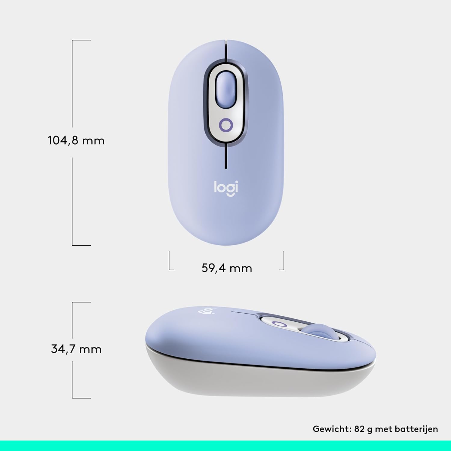 Logitech POP Mouse, Compact and Portable Wireless Bluetooth Mouse With Programmable Buttons and Quiet Clicks, Easy-Switch Between up to 3 Devices, Laptop, Tablet, PC
