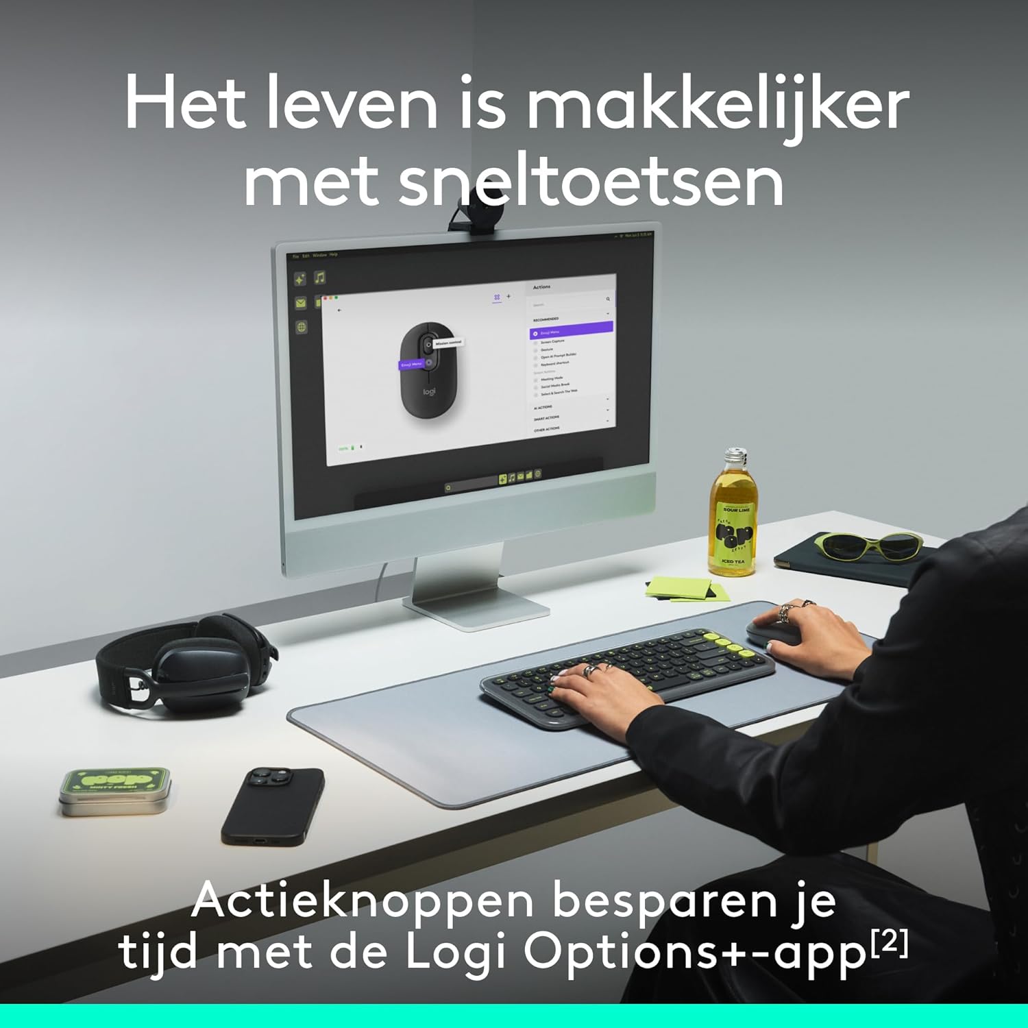 Logitech POP Mouse, Compact and Portable Wireless Bluetooth Mouse With Programmable Buttons and Quiet Clicks, Easy-Switch Between up to 3 Devices, Laptop, Tablet, PC