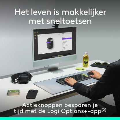 Logitech POP Mouse, Compact and Portable Wireless Bluetooth Mouse With Programmable Buttons and Quiet Clicks, Easy-Switch Between up to 3 Devices, Laptop, Tablet, PC