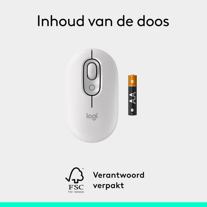 Logitech POP Mouse, Compact and Portable Wireless Bluetooth Mouse With Programmable Buttons and Quiet Clicks, Easy-Switch Between up to 3 Devices, Laptop, Tablet, PC - Off