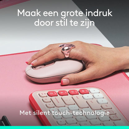 Logitech POP Mouse, Compact and Portable Wireless Bluetooth Mouse With Programmable Buttons and Quiet Clicks, Easy-Switch Between up to 3 Devices, Laptop, Tablet, PC