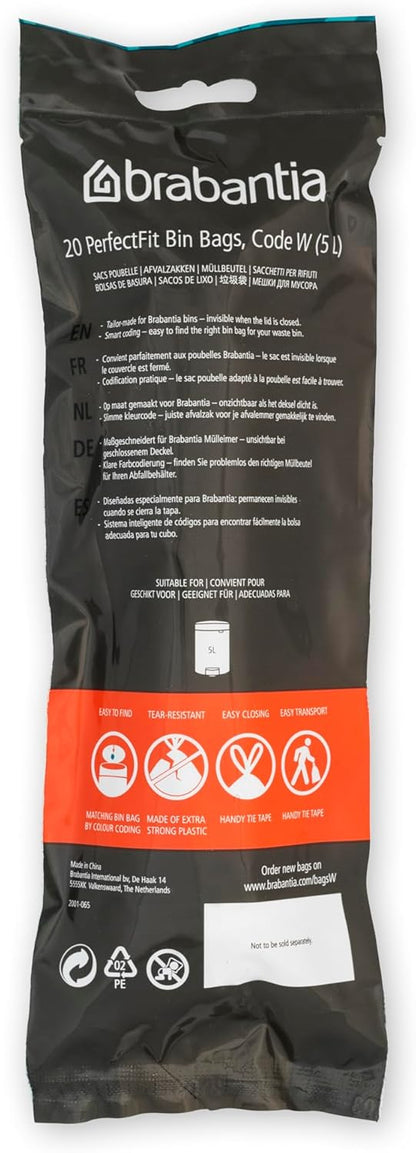 `Brabantia Perfectfit Afvalzak, ( W ) 5L - 20 Stuks`