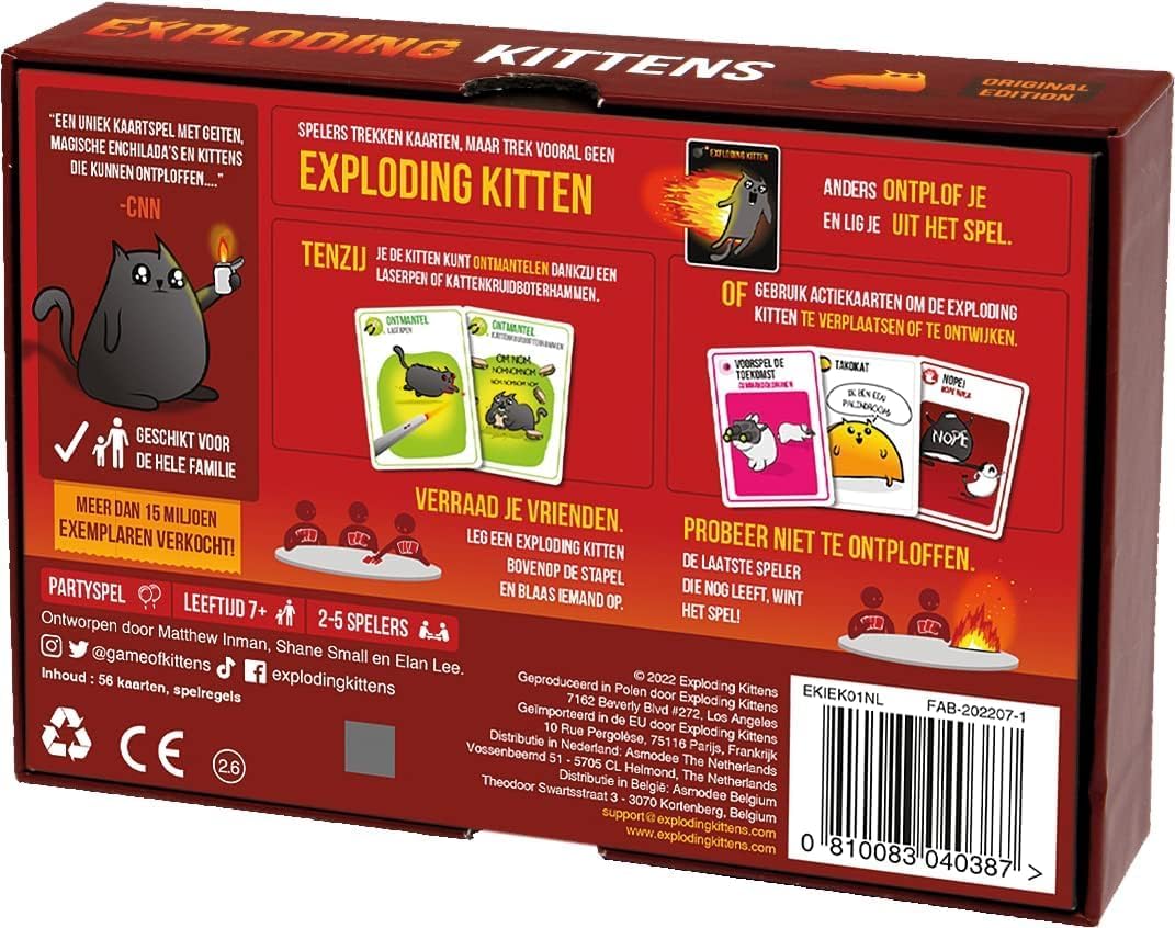 Exploding Kittens NL - Kaartspel - Een partyspel vol met humor! - 7+ - 2-5 spelers - Nederlandstalig