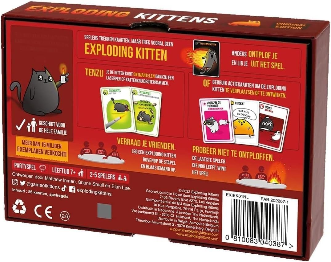 Exploding Kittens NL - Kaartspel - Een partyspel vol met humor! - 7+ - 2-5 spelers - Nederlandstalig