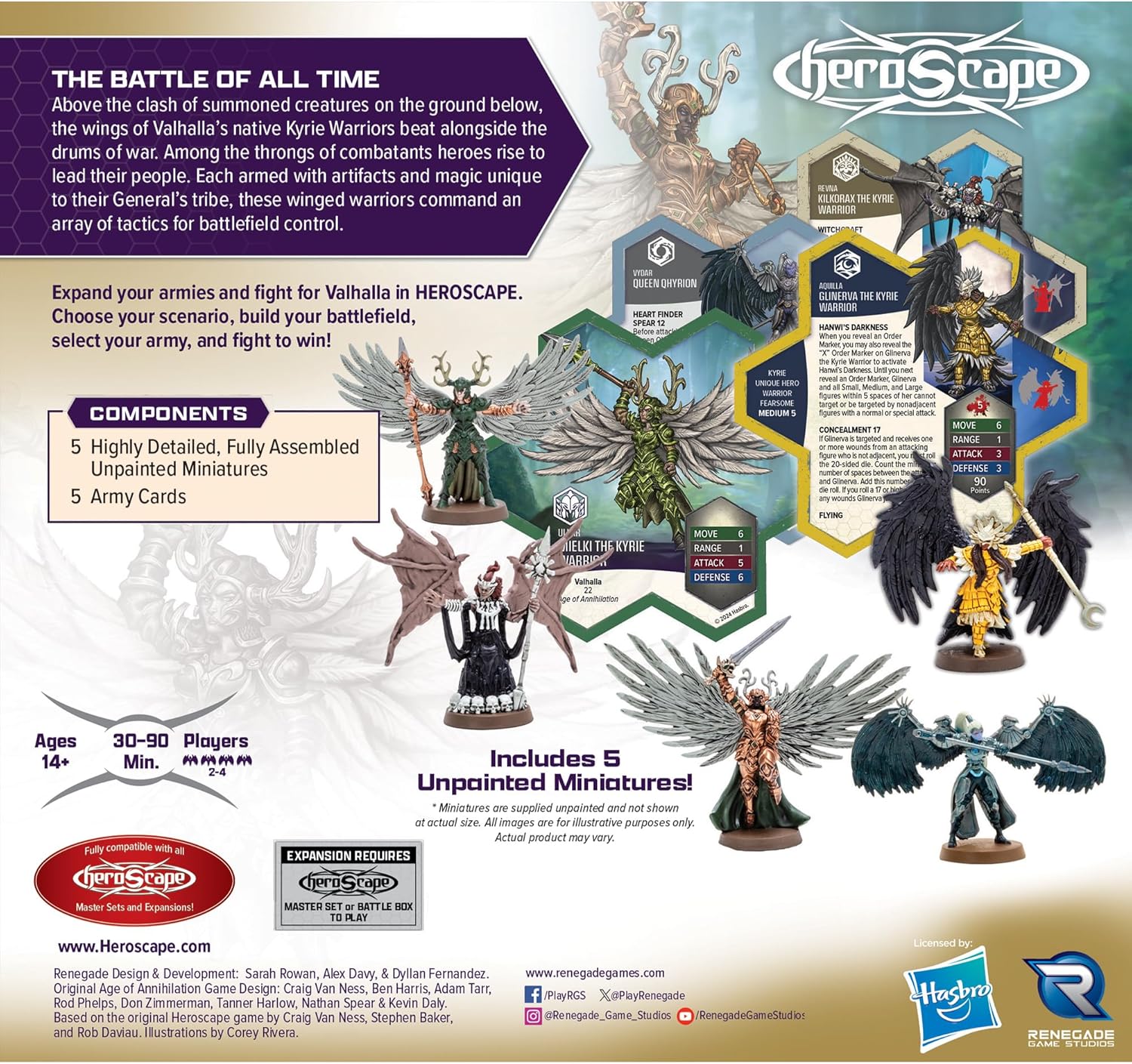 Renegade Game Studios Heroscape: Revna’s Rebuke: Kyrie Warriors Army Expansion, Gioco da Tavolo di Miniature Strategico, 2 Giocatori, Età 14+