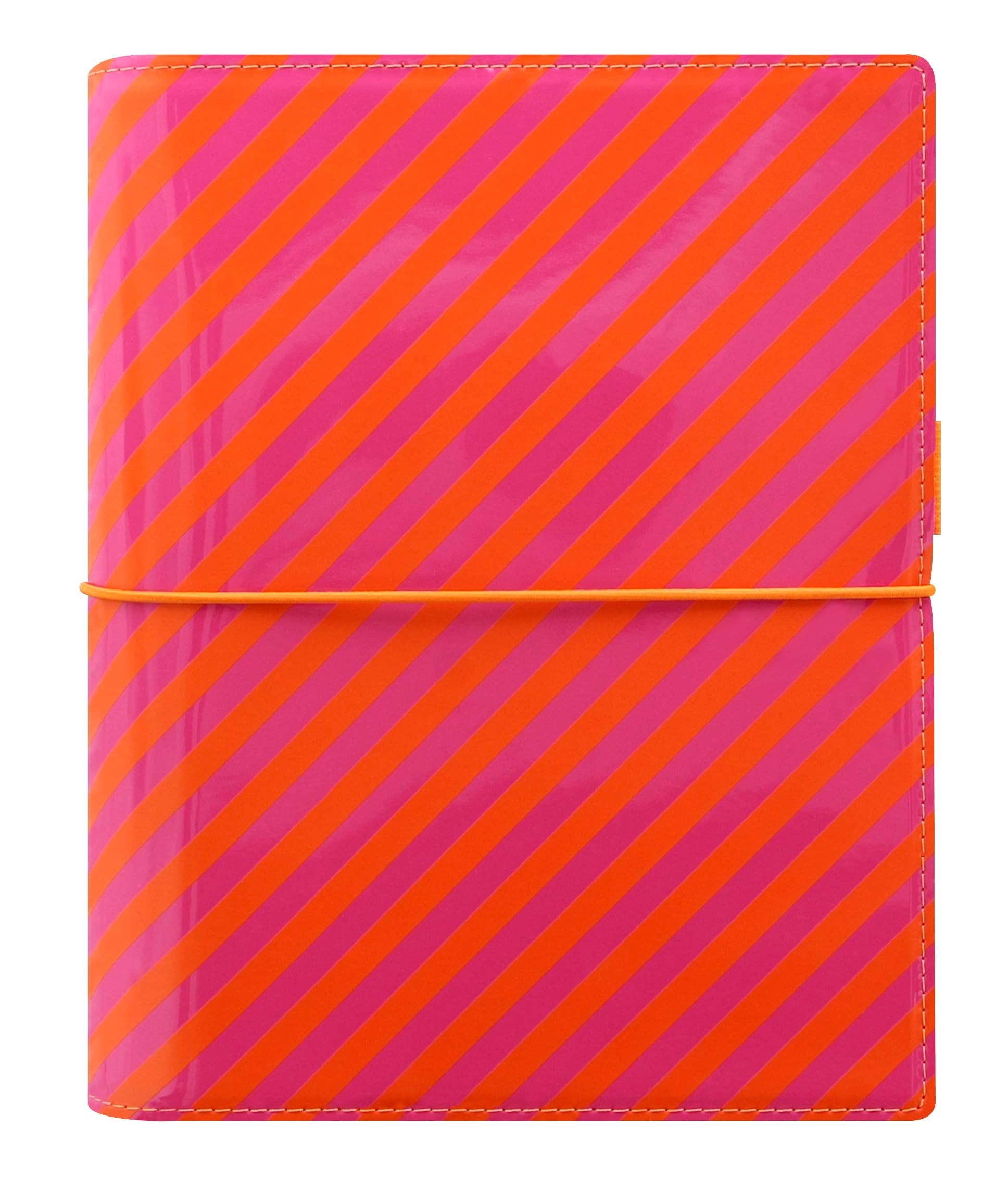 Filofax A5 Domino Patent Organiser - Orange/Pink Stripes